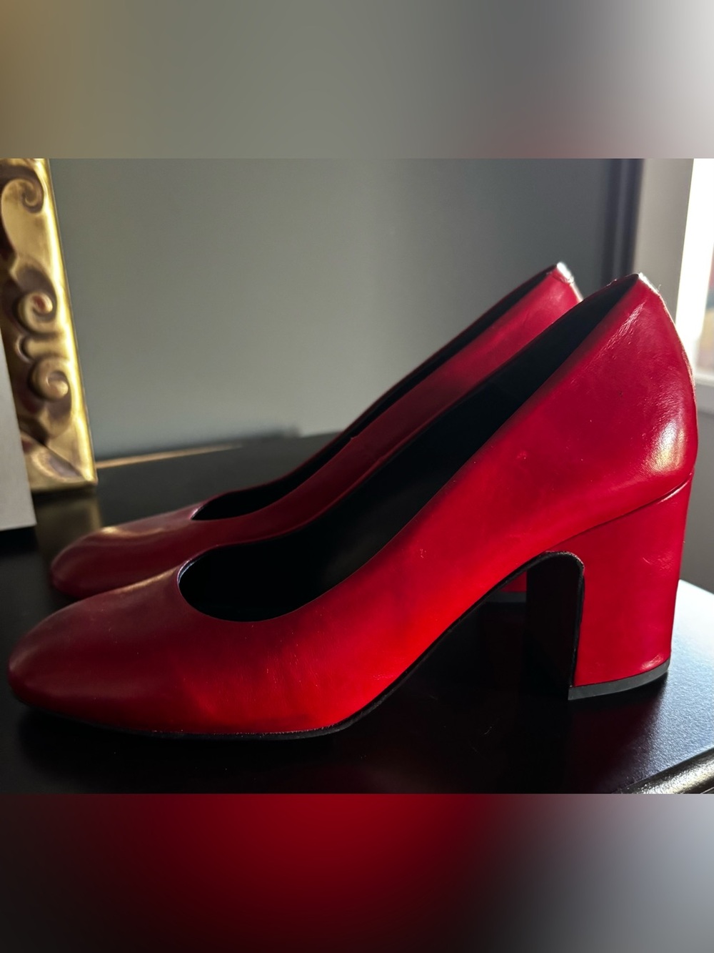 Gravitypope Women's Red Block Pumps - Classic Court Style